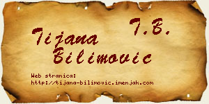Tijana Bilimović vizit kartica